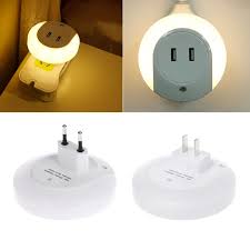 Universe Of Goods Buy Led Sensor Night Light Eu Plug 2 Usb Charging Socket Phone Charger Eye Protector Damom For On Phone Charger Sensor Night Lights Phone