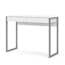 Up top, the rectangular tabletop sports a crisp white coloring and includes two drawers for keeping paper, writing utensils, and other essentials close at hand! Pemberly Row Home Office Computer Writing Desk With 2 Drawers In White High Gloss Walmart Com Walmart Com