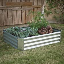 Have you seen raised garden beds made out of galvanized corrugated metal? Industrial Farmhouse Steel Raised Garden Bed Metal Planter With Lining Fastfurnishings Com