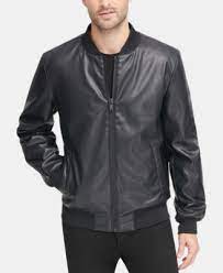 Men S Soft Faux Leather Bomber Jacket Created For Macy S Faux Leather Bomber Jacket Leather Bomber Jacket Faux Leather Bomber