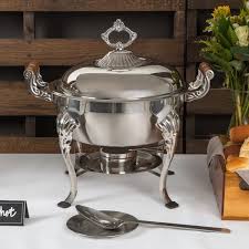 Choice Classic 5 Qt Half Size Round Chafer In 2020 Chafing Dishes Wedding Buffet Food Metal Serving Trays