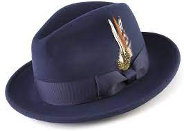 Men S Fedora Hat Pinch Front With Feather Accent In Navy Hats For Men Mens Hats Fashion Fedora Hat Men