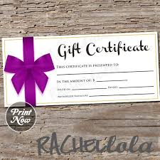 Purple Bow Gift Certificate Printable Instant Download Gift Certificate Template Printable Gift Certificate Gift Certificates