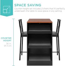 Find the perfect home furnishings at hayneedle, where you can buy online while you explore our room designs and curated looks for tips, ideas & inspiration to help you along the way. Buy Best Choice Products 3 Piece 36in Wooden Counter Height Dining Table Set For Kitchen Dining Room W Storage Shelves Metal Frame 2 Barstools Espresso Online In Indonesia B0791m7m3p