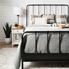 White metal king size bed with headboard and footboard included headboard and footboard feature timeless farmhouse design product dimensions: Black Metal Farmhouse Queen Bed Frame Kirklands