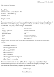 Surat lamaran kerja yang menarik bisa memberi peluang yang lebih besar untuk mendapatkan di bawah ini tips dari kami tentang membuat surat lamaran kerja yang perlu anda perhatikan gunakan bahasa yang baik dan benar agar mudah untuk dibaca. 50 Contoh Surat Lamaran Kerja Indomaret Dalam Bahasa Inggris Surat Kerja Pimpinan