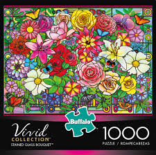 Vivid Stained Glass Bouqet 1000 Piece Jigsaw Puzzle Buffalo Games Mandala Coloring Pages 1000 Piece Jigsaw Puzzles Jigsaw Puzzles