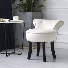 Spandex dining room chair slip seat covers stretch removable wedding snow white. Amazon Com Paddie Vanity Dressing Table Stool Makeup Chair Piano Seat Fabric Velvet Upholstered Low Back For Bedroom Beige Kitchen Dining
