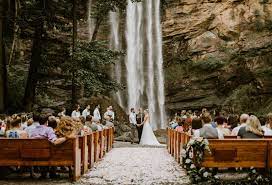 Toccoa Falls Waterfall Wedding Wandering Weddings Outdoor Wedding Venues Waterfall Wedding Dream Wedding Locations