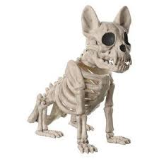 Halloween skeleton decorations on a bench. Fun Halloween Decorations For Your House And Party Nicole Janes Design Dog Skeleton Halloween Fun Halloween Decor Dog Skeleton
