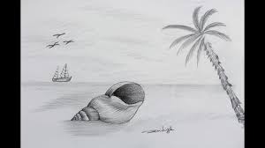 Canvas print summer beach pencil drawing. How To Draw Real Beach Scenery Pencil Drawing Youtube