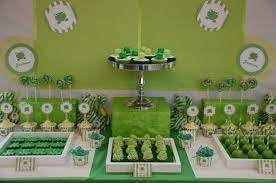 Also, bunches of blue and chocolate brown balloons, and sunflowers with blue daisy's as the flowers. Frog Themed Baby Shower Baby Shower Ideas Themes Baby Shower Themes Frog Baby Showers Baby Shower