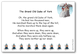 Little soldiers fighting loyal by your side that you'd get to play t. The Grand Old Duke Of York Nursery Rhyme Song With Lyrics In French And In English Speak And Play English