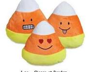 Emoji Candy Corn Dog Toys Funny Face Halloween Plush 6" Pick Smile Grin  Hearts (Seller's Choice)