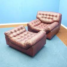 Lumisource izzy industrial faux leather lounge chair and ottoman set. Vintage Leather Lounge Chair Ottoman Set 1960s 163727