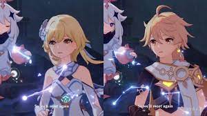 Aether and lumine are travelers from a different world. Is There A Reason Why The Characters Call The Protagonist Only Traveler And Not Aether Lumine And To Why They Don T Use Their Voices In Cutscenes Genshin Impact Official Community