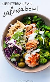 Mediterranean Salmon Bowl Beauty Bites Recipe Healthy Salmon Recipes Clean Eating Recipes For Dinner Clean Eating Recipes