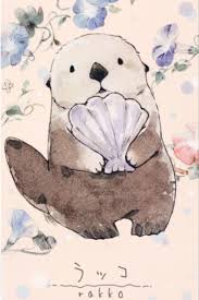 Single Kawaii Animal Postcard Otter Rabbit Fox Bird Frog Cute Animal Drawings Kawaii Animals Animals