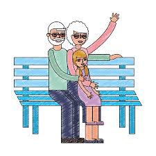 Download grandma granddaughter stock vectors. Grandpa And Grandma With Granddaughter Sit In Bench Vector Illustration Drawing Tasmeemme Com