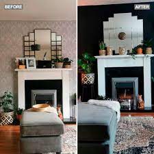Before wallpapering your living room, decide whether you want to focus on a feature wall or the entire room. Dramatic Living Room Makeover With Black Feature Wall Looks Stunning