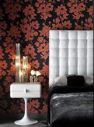 Modern Floral Wallpaper Red And Black Wallpaper Brown Wallpaper Modern Wallpaper Designs