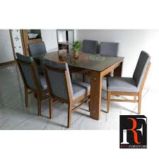 A 6 seater dining table is the perfect fit for a young family. Riya Sofa Wooden Modern Dining Table Set 6 Chair 1 Table Rs 50000 Piece Id 13297524762