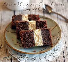 Steamed Chocolate Cream Cheese Layered Cake Recipe Desserts With Butter Sugar Eggs Powdered Milk Wate Cream Cheese Layer Cake Layer Cake Recipes Cocoa Cake