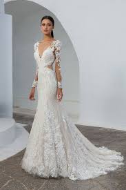 Abito da sposa maniche lunghe raso manica lunga con abiti da sposa. Stile 88010 Abito Da Sposa Svasato In Pizzo Con Maniche Lunghe E Trasparenti Justin Alexander