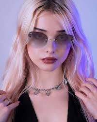 Floyd Gold Frame Grey Lens Stylish Rimless Sunglasses