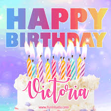 Animated Happy Birthday Cake With Name Victoria And Burning Candles Download On Funimada Com Holiday background with blue gift bow with gift boxes illustration. animated happy birthday cake with name victoria and burning candles download on funimada com