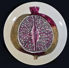 Nine Piero Fornasetti Vintage Pomegranate Plate Peinture Sur Porcelaine Ceramique Fruits Et Legumes
