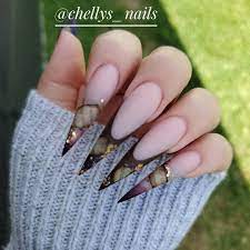 Michelle Soto Nail Artist On Instagram Trying Out The Matte Look Shape Changed Discount Co Nail Designs Fall Acrylic Shellac Nails Fall Cute Summer Nails