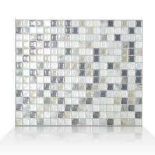 I'm happy to be back today showing you the second part of our bathroom makeover! Smart Tiles Minimo Noche 11 55 In W X 9 64 In H Multi Peel And Stick Self Adhesive Decorative Mosaic Wall Tile Backsplash 4 Pack Sm1036 4 The Home Depot