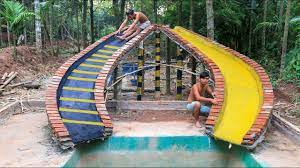 Build Water Slide Swimming Pool Update - Youtube