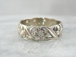 Diamond And White Gold Floral Wedding Band From Mid 1900 39 S Xjl74m N Floral Wedding Bands White Gold Wedding Bands Unique Wedding Bands