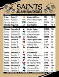 The Saints 2019 Schedule Saints Schedule New Orleans Saints Schedule New Orleans Saints