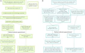 flow charts illustrating a new patient and b stable