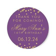 60th Birthday Thank You Gifts Thank You Birthday Gold Glitter Confetti Purple Classic Round Sticker Gold Glitter Gifts Glitter Confetti Gold Glitter Confetti It S Your Birthday