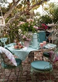 Pretty Aqua Shabby Chic Dekor Patio Garten Gartenecke