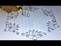 Beautiful Lotus Flowers Rangoli 15 8 Dots Design By Bhanu Creativity Youtube In 2020 Rangoli Designs With Dots Simple Flower Design Rangoli Designs