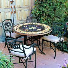 Find the stylish modern outdoor patio furniture like patio tables and chairs for your you deserve quality built outdoor furniture. Mosaic Patio Chat Table 54 Knf Designs Iron Accents