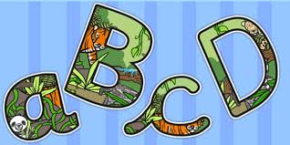 This product includes all 26 letters . Jungle Themed Size Editable Display Lettering