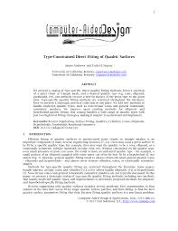 Pdf Type Constrained Direct Fitting Of Quadric Surfaces
