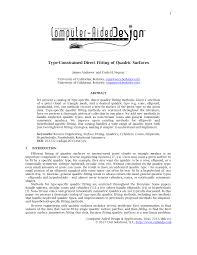 pdf type constrained direct fitting of quadric surfaces