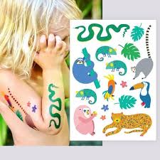 Jungle Party Temporary Tattoo Set With Wild Jungle Animals Etsy Party Favors For Kids Birthday Animal Party Invitations Jungle Party