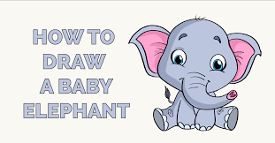 Elephant rabbit drawing child, elephant, elephant with pink umbrella illustration, painted, animals png. How To Draw A Baby Elephant Really Easy Drawing Tutorial