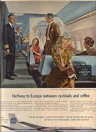 Halfway To Europe Between Cocktails And Coffee Pan Am Vintage Airline Posters Vintage Airline Ads Vintage Travel Posters