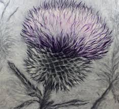 Scottish Textile Art By Kerry Souter Large Wall Art Giant Etsy Thistles Art Purple Painting Textile Wall Art