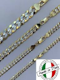 Check out our collection of cuban link chains and bracelets made in italy. Cuban Link Chain 14k Gold Massiv 925 Silber Zweifarbig Diamant Schnitt Italien 5 11mm Ebay