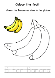 Banana coloring pages suitable for toddlers, preschool and kindergarten. Colour The Fruits Banana Coloring Worksheets For Preschool Kindergarten Grade Art And Craft Worksheets Schoolmykids Com